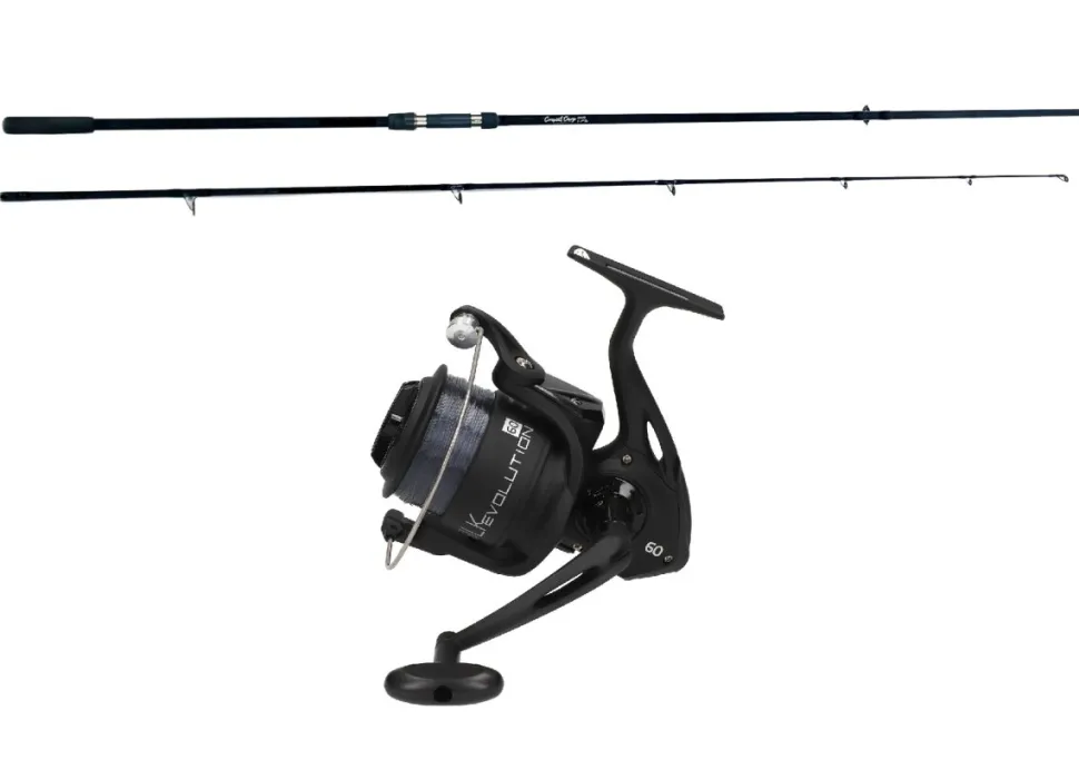 Allroundcombo 2,75 LBS – Crucial Carp Rod 3,60m Karpfenrute + Lineaeffe Silk Evolution FD 60 Spinnrolle mit Schnur