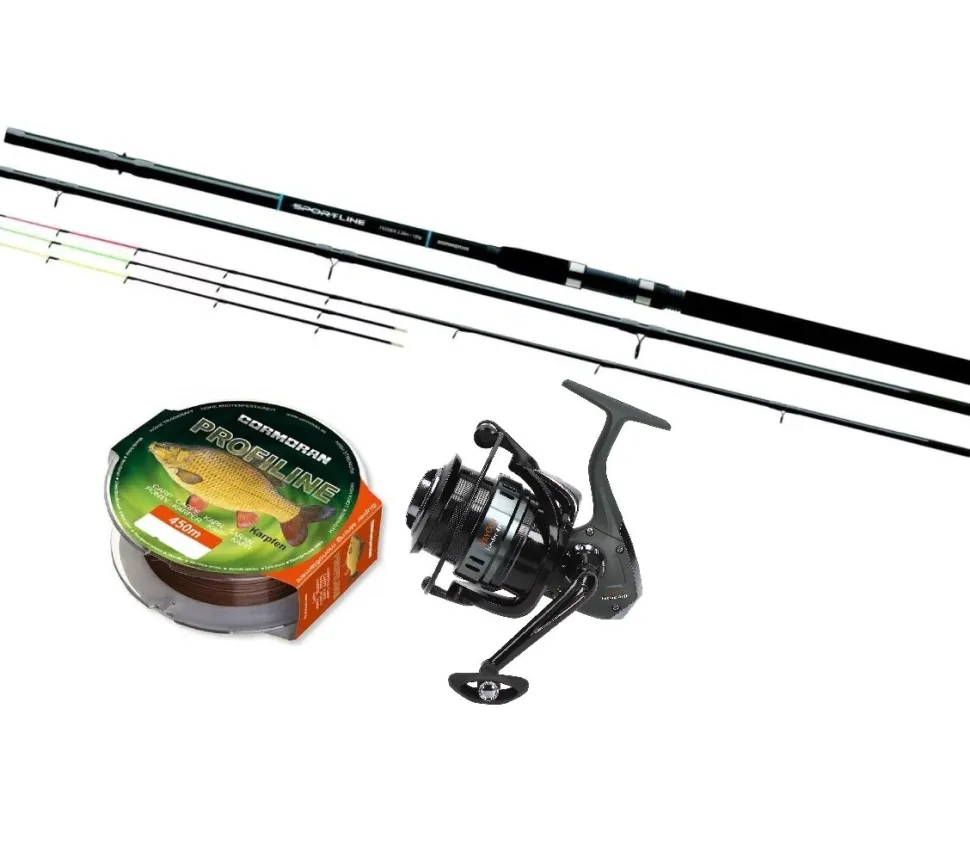 Cormoran Feedercombo 3,30m 50-150g + VeyCor 4PiF 6000 + Schnur Feeder Angelset
