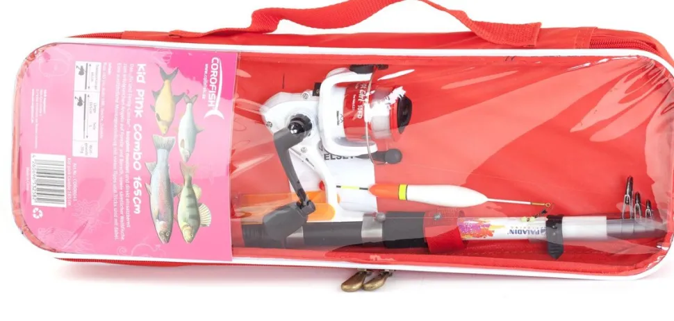 Corofish Girl Angelset komplett Angelrute mit Rolle und Zubehör Pink Frauen