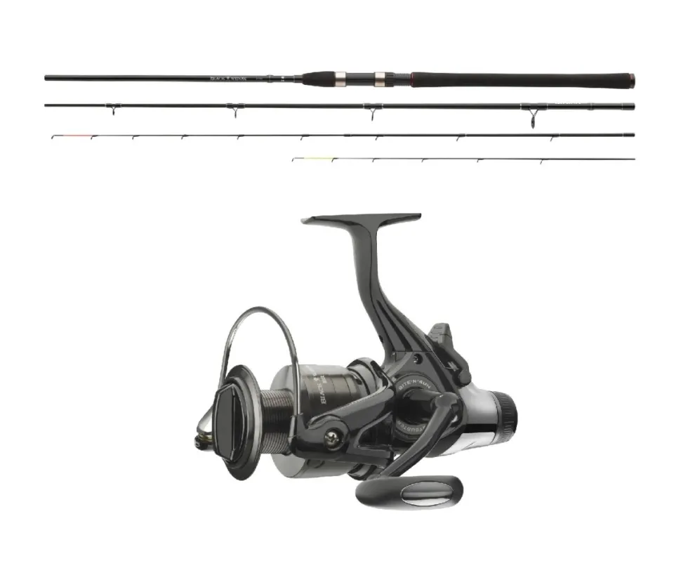 Daiwa Black Widow Feedercombo Medium 3,30m / 100g Feederute + Freilaufrolle