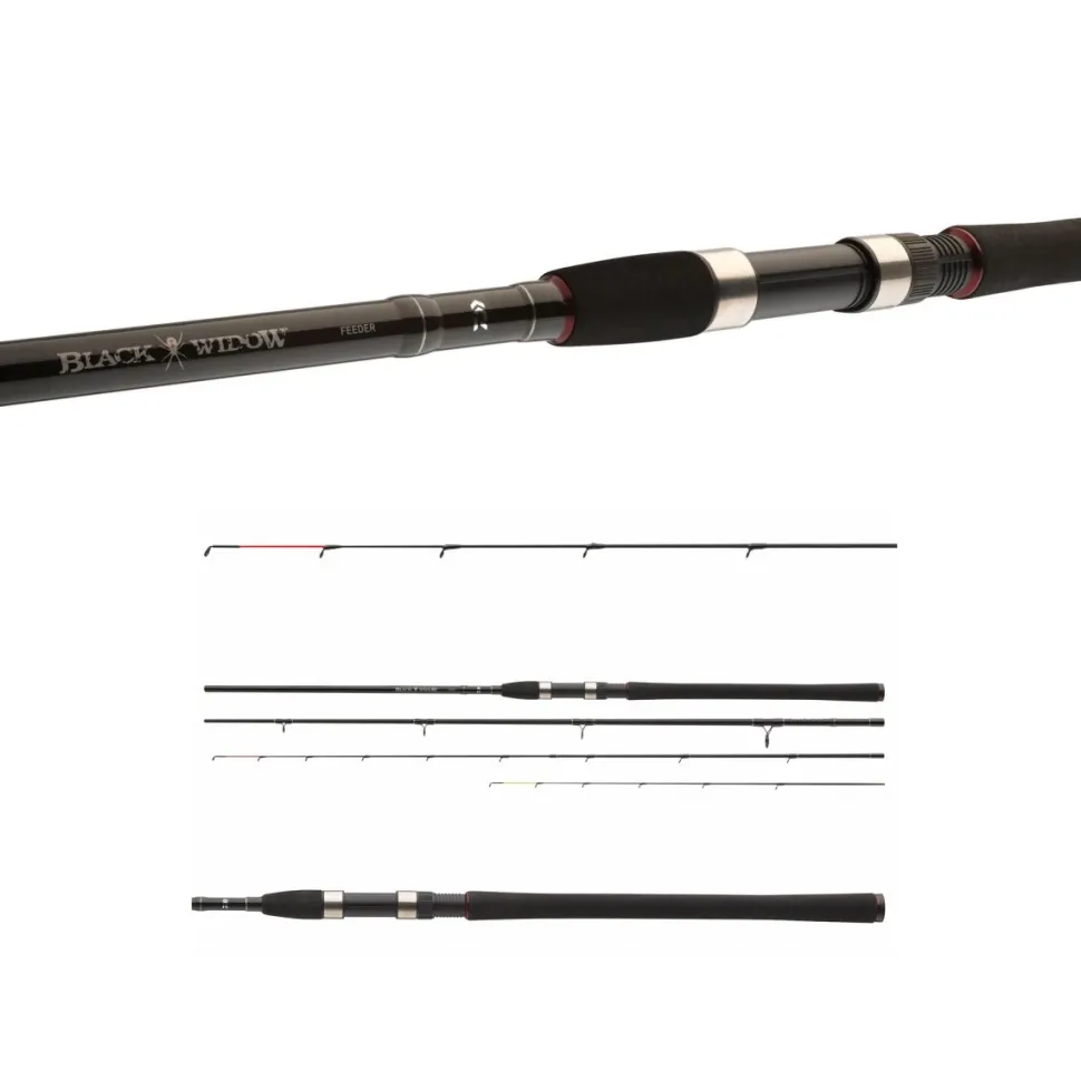 Daiwa Black Widow Feedercombo Medium 3,30m / 100g Feederute + Freilaufrolle