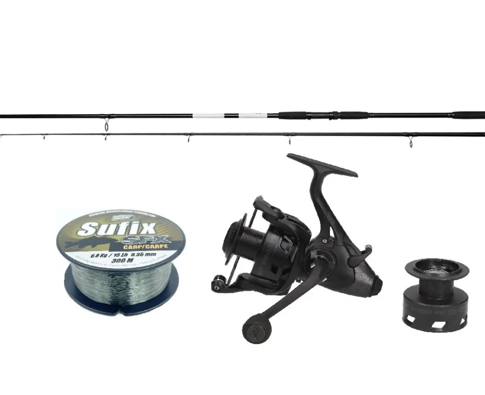 DAM Karpfencombo 3,60m / 3,00lbs + Rolle + Karpfenschnur Komplettset