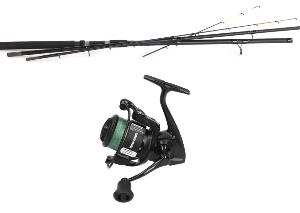 Feedercombo Beginner 3,30m bis 150g + Taipan 2000FD mit Schnur Angelset