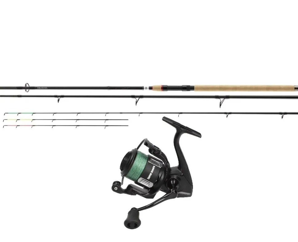 Feedercombo Daiwa Ninja X Feeder 3,90m bis 150g + Mostal Taipan 3000FD mit Schnur