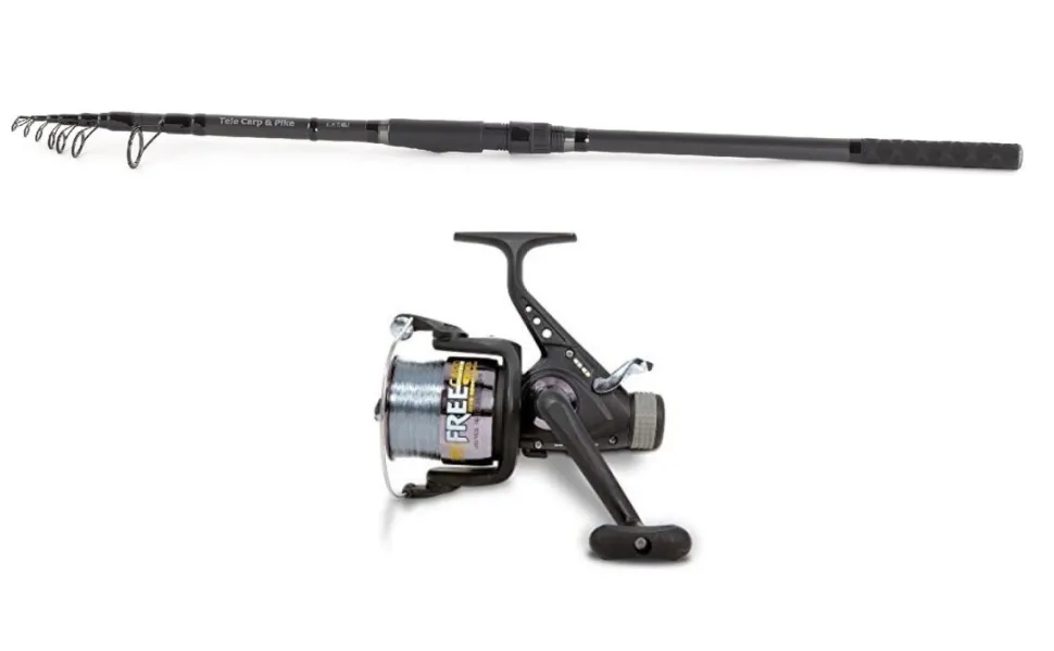 Hechtcombo Beginner Tele 3,60m / 3,00lbs / 50-100g Deadbaitrute Grundrute + Freilaufrolle mit Schnur