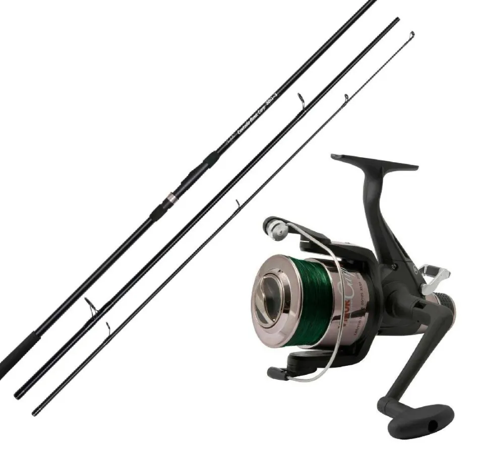 Karpfencombo 3,60m 2,75lb 3-teilig + Freilaufrolle bespult Angelset Karpfenset Carp