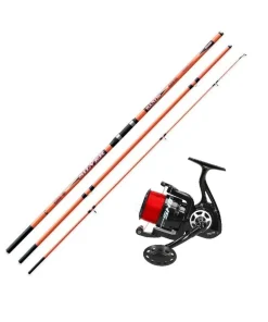 Lineaeffe Brandungscombo 4,20m  bis 200g + Weitwurfrolle + Schnur Surfcombo Angelset