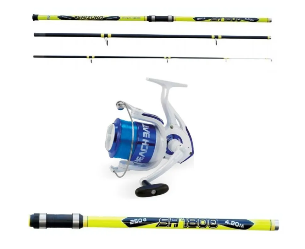 Lineaeffe Brandungscombo 4,20m / bis 250g + Weitwurfrolle + Schnur Surfcombo Set