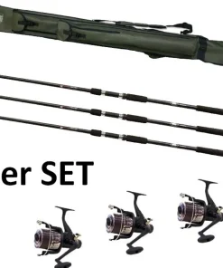 LINEAEFFE Karpfen Angel Set Top Carp Combo3 - 3 Karpfenruten + 3 Freilaufrollen + Karpfenfutteral
