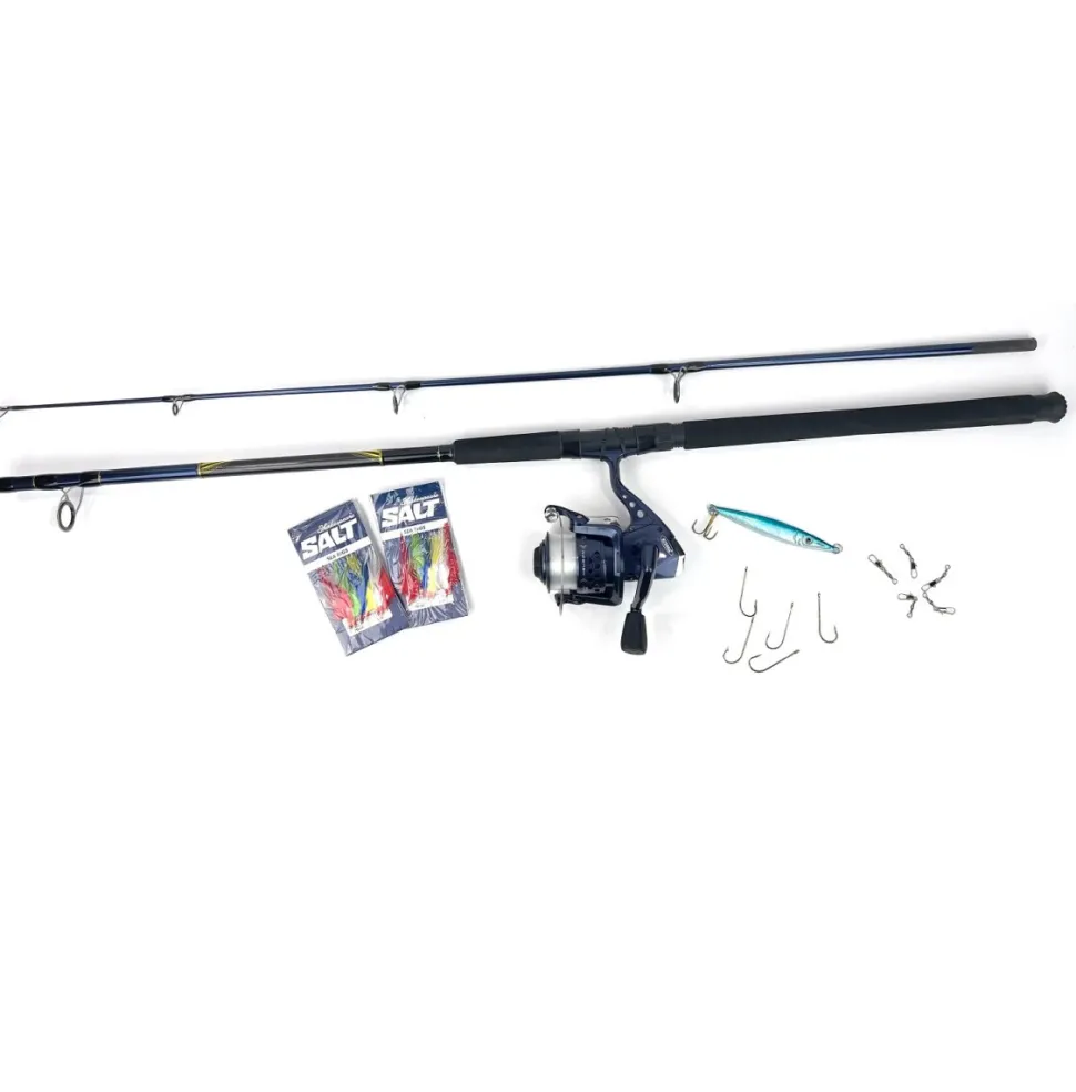 Mitchell Boat Pilk Combo Angelset Meeresrute 2,10m 100-400g + Rolle + Schnur + Angelzubehör Norwegenangeln
