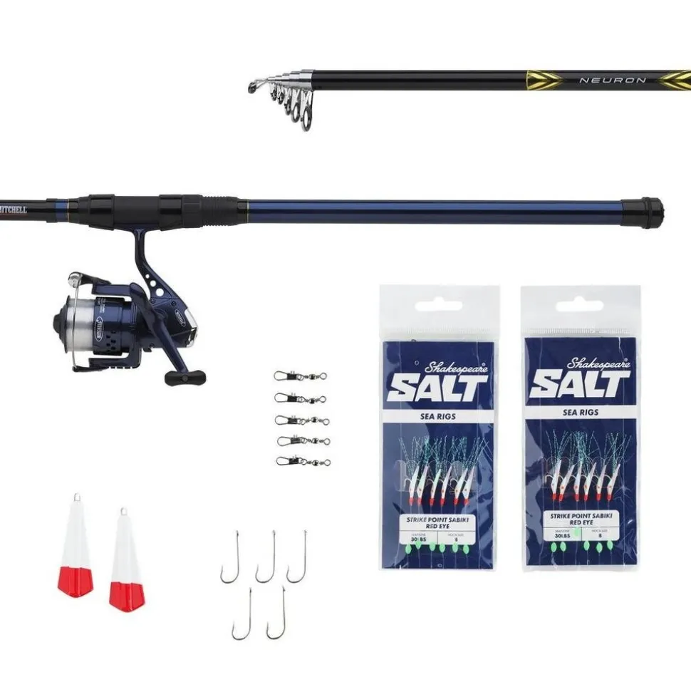 Mitchell Neuron Herring Combo 3,00m 30-80g Meeresrute + Angelrolle Pilkcombo Angelset