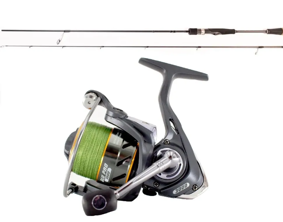 Mostal James Cook Spinncombo 2,40m bis 50g Spinnrute Rolle + geflochtene Schnur