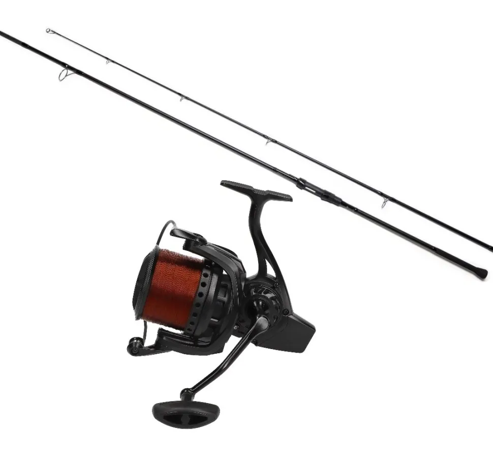 Mostal Karpfencombo Big Pit 8000 + CR 8 Carp 12ft 3,50lbs + Schnur Karpfen Angelset