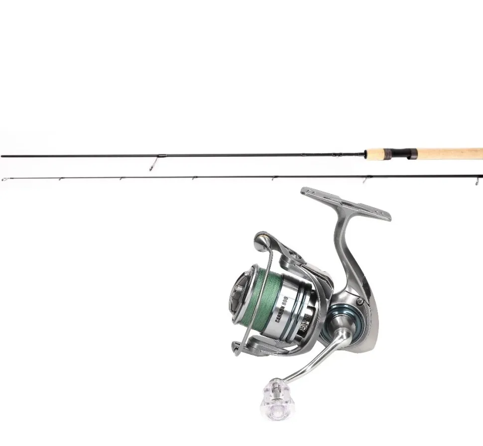 Mostal Taipan Spinncombo 2,00m / 1-7g + Carbon 800FD + Geflochtene Schnur Spooncombo